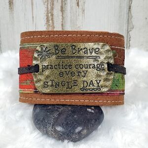 Be Brave Boho Snap Cuff Bracelet Rustic Orange